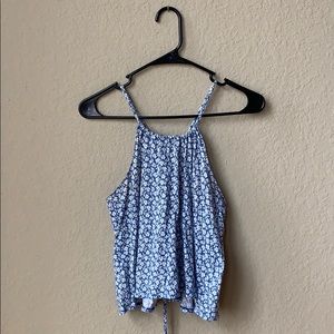 Hollister high neck flowy blue and white tank